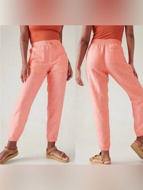 Athleta Cabo Linen Jogger, 0P Cactus Peach / Coral new without tags!